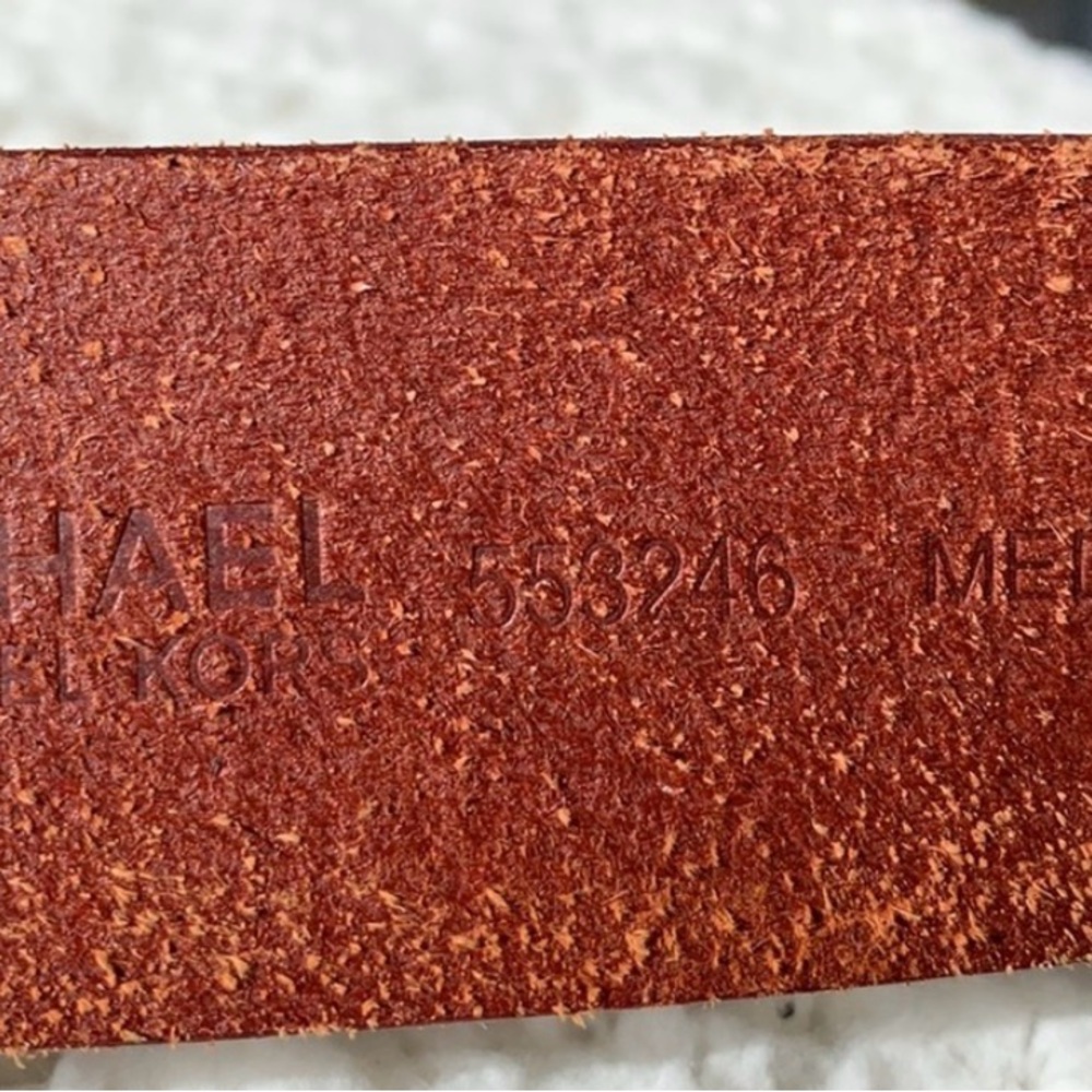 MICHAEL Michael Kors Bubble Logo Brown Pre -Loved Leather Belt - Picture 3 of 15